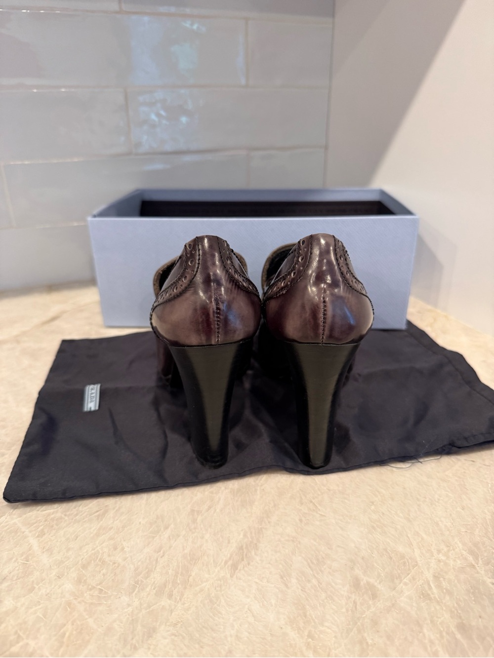Prada Brown/ gray Leather Kiltie Fringe Loafers - Picture 5 of 7